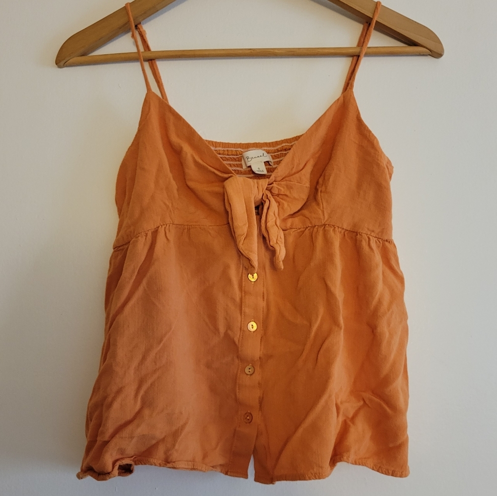 Becaal Women's Orange Button Up Tank Top Size Small